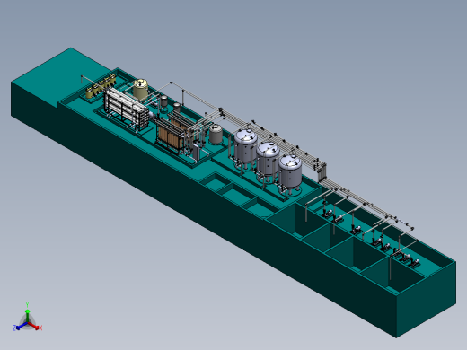 uf-ro超滤反渗透双膜法水厂 3d图 机械设计素材3D模型参考资料正等轴测缩略图