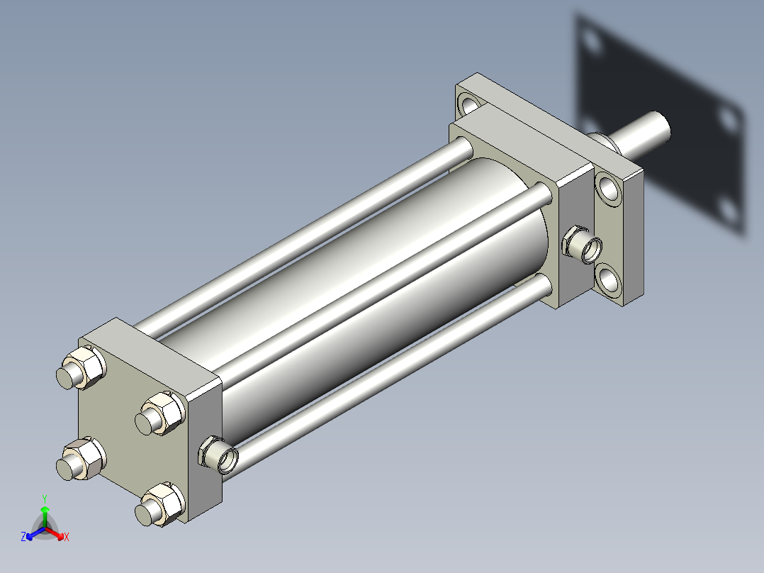 一种液压缸模型正等轴测图