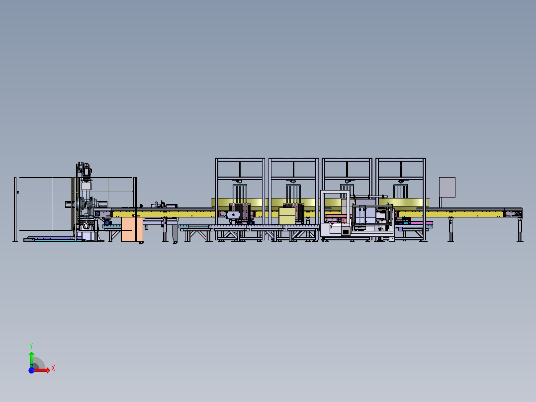 食品装箱码垛流水线前视图