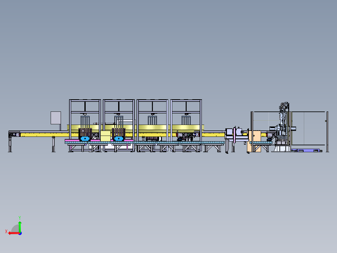食品装箱码垛流水线后视图