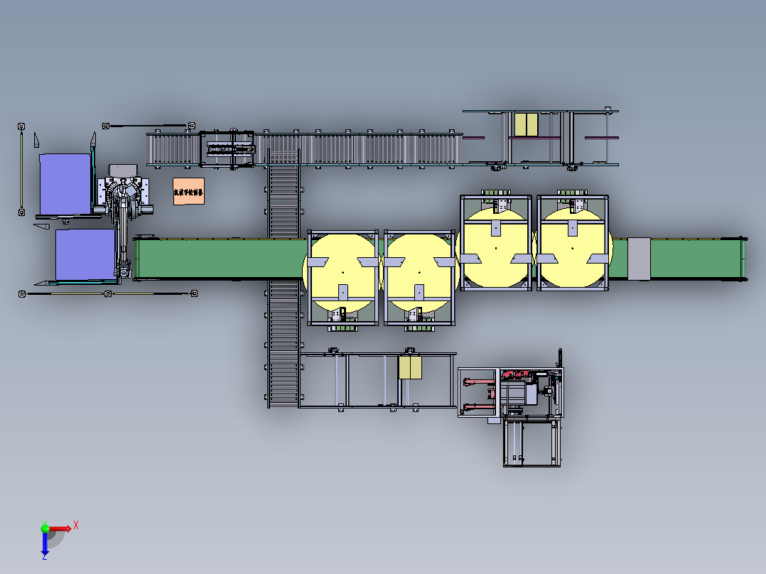 食品装箱码垛流水线俯视图