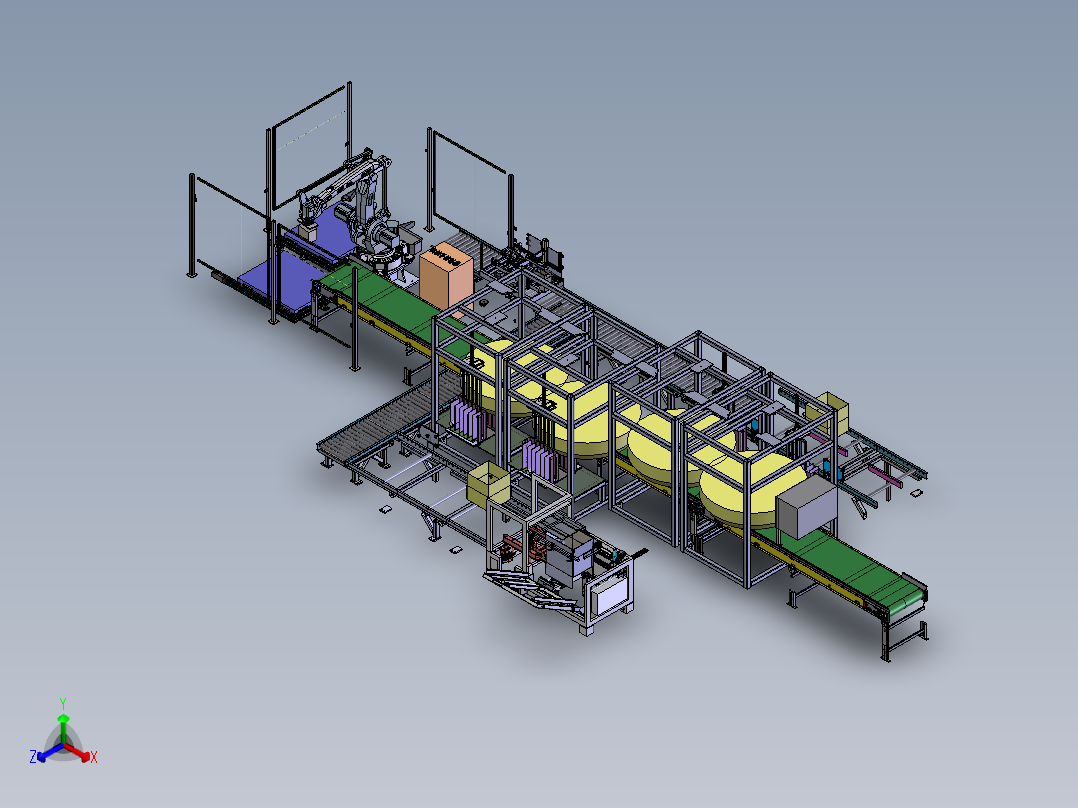 食品装箱码垛流水线正等轴测图