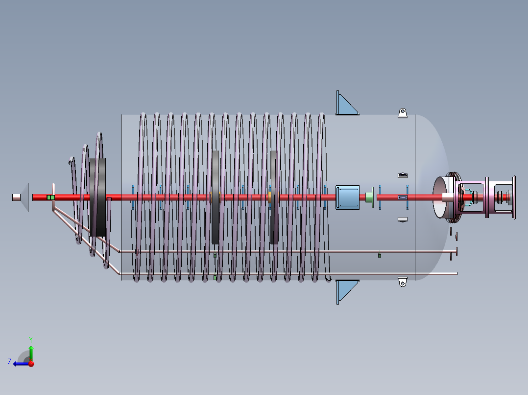 压力容积、搅拌器反应器发酵容器右视图