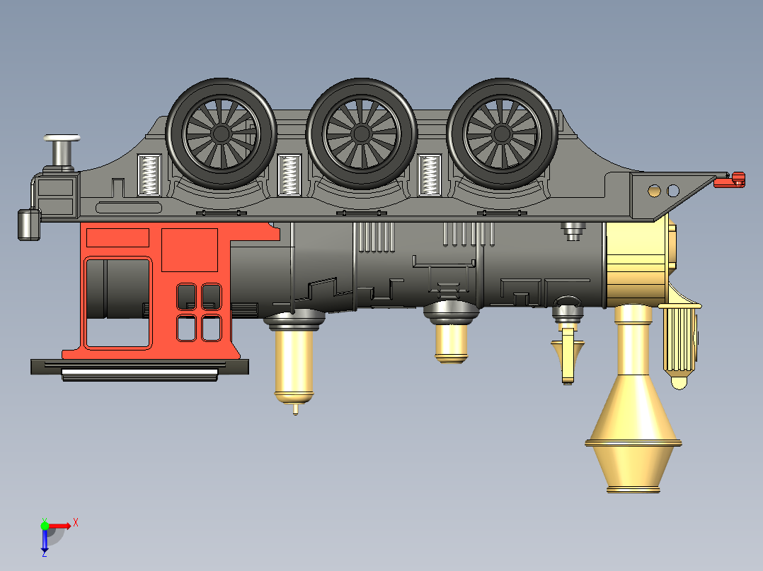 火车机车列车miniature-steam-locomotive-1832-模型格式为 stp igs stl俯视图