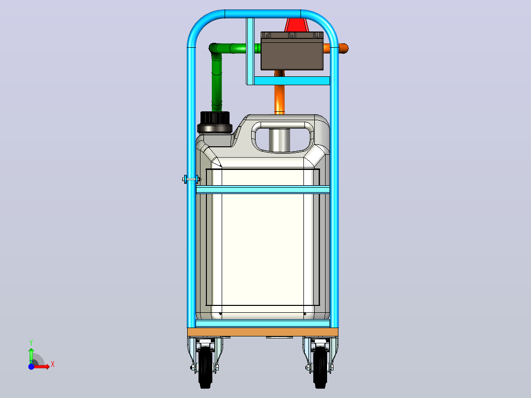 带泵的移动柴油罐购物车 -  3x30l + 50L_min转移系统前视图