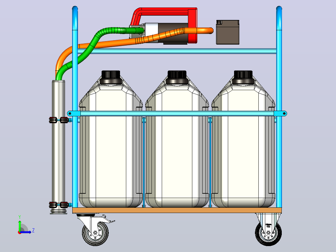 带泵的移动柴油罐购物车 -  3x30l + 50L_min转移系统左视图