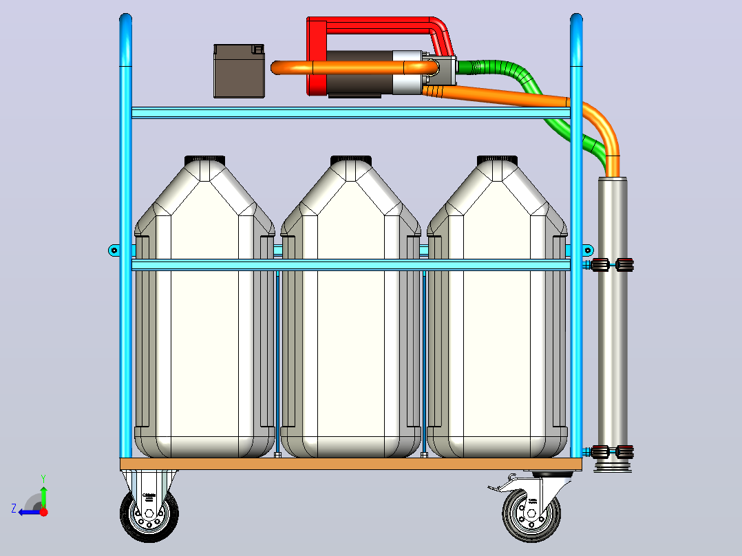 带泵的移动柴油罐购物车 -  3x30l + 50L_min转移系统右视图