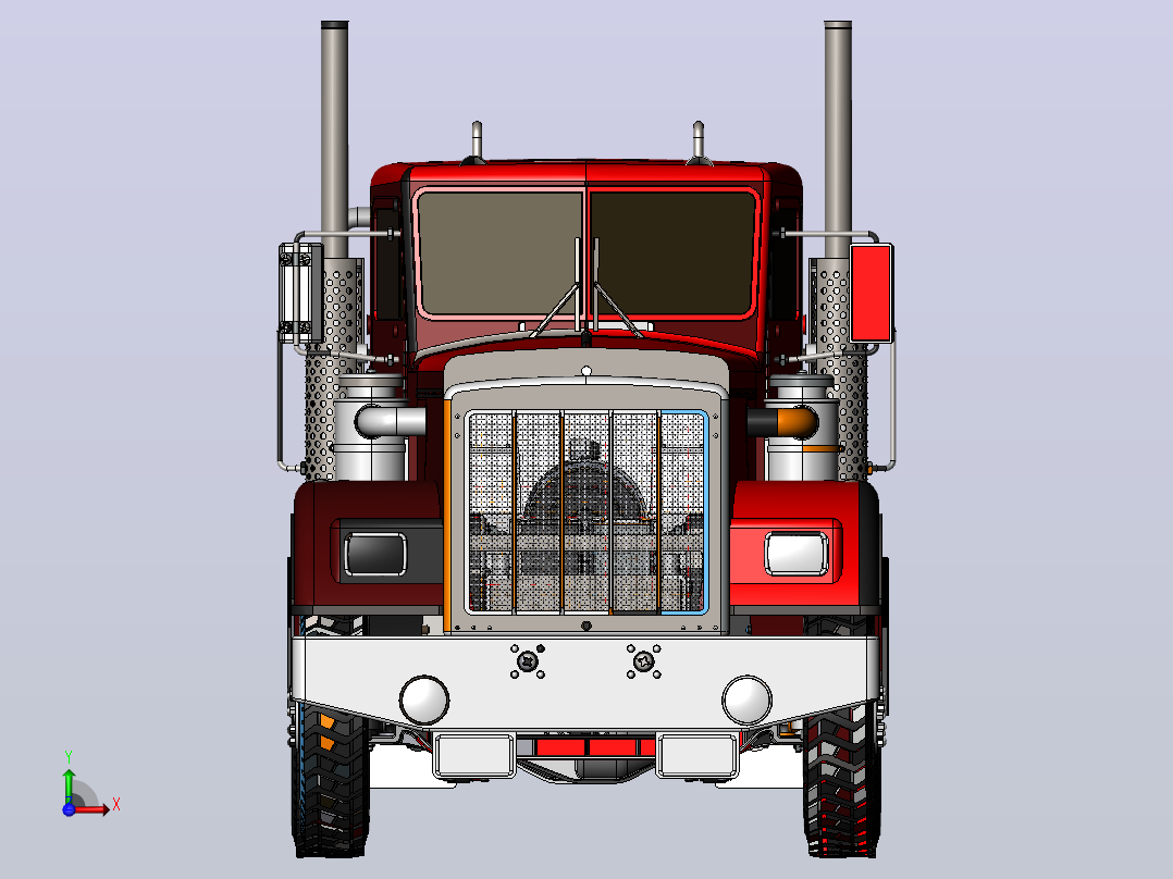 泡沫消防卡车3D图纸 Solidworks设计前视图