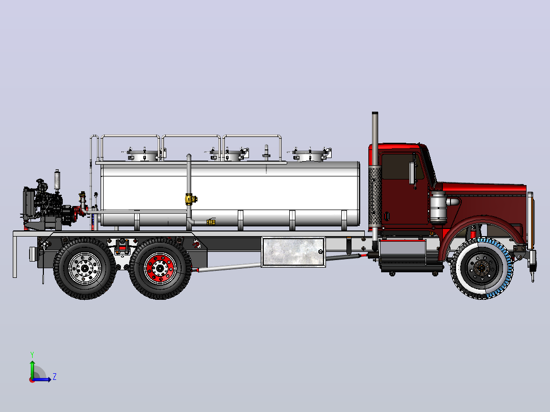 泡沫消防卡车3D图纸 Solidworks设计左视图