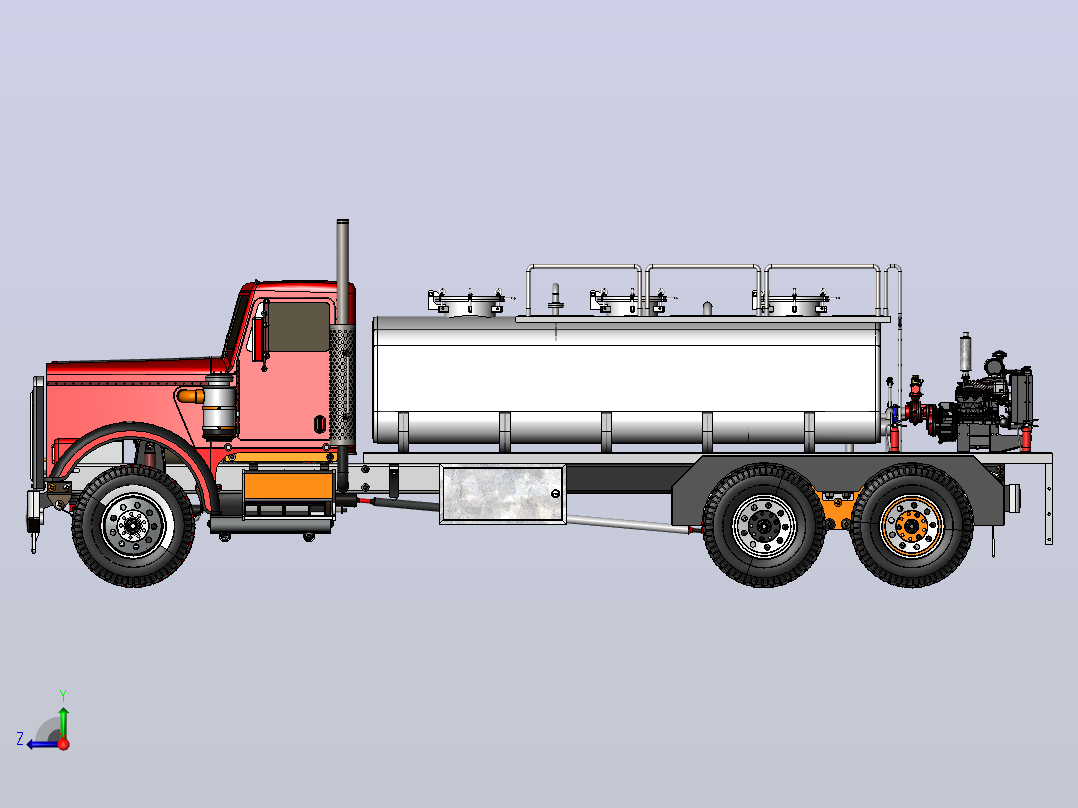 泡沫消防卡车3D图纸 Solidworks设计右视图