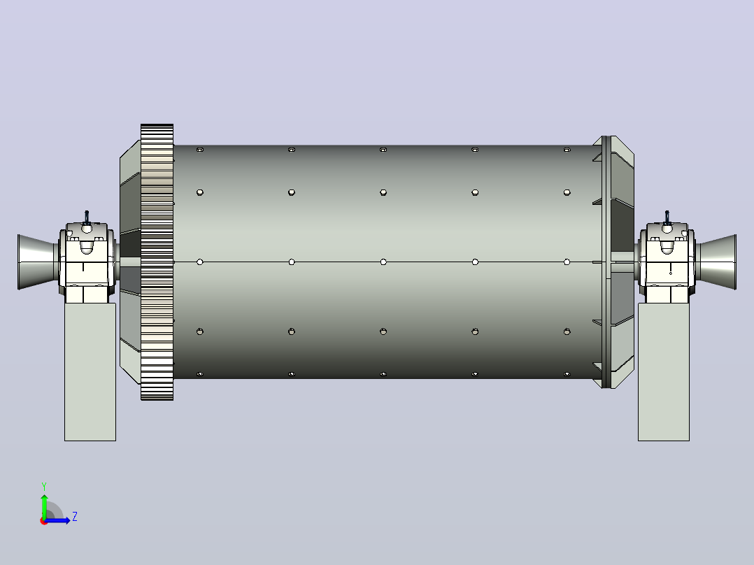 球磨机石头破碎机ball-mill-crusher-machine-模型格式为 stp左视图