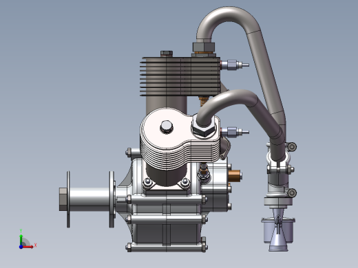 1比4三缸发动机3D数模图纸 STEP格式