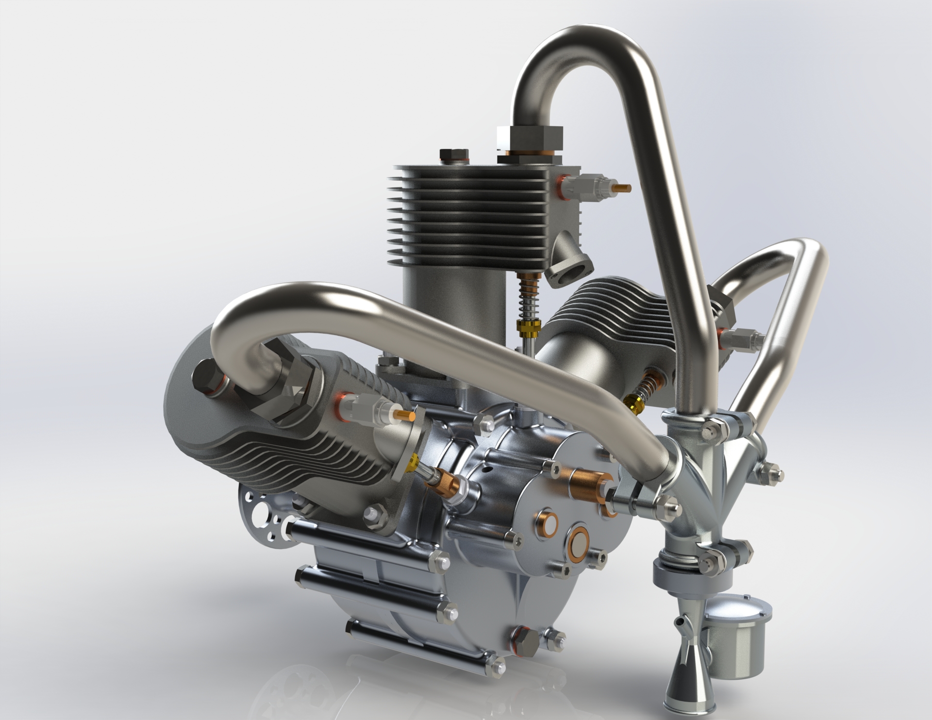 1比4三缸发动机3D数模图纸 STEP格式