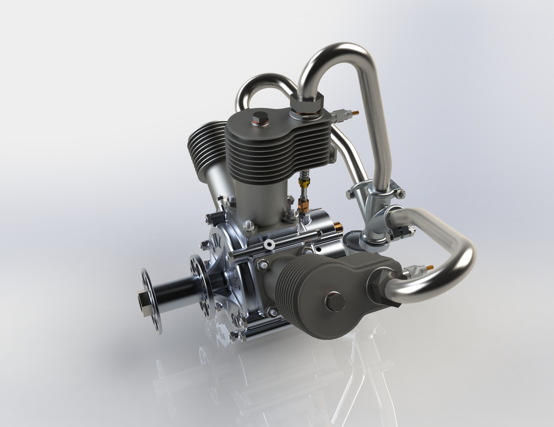 1比4三缸发动机3D数模图纸 STEP格式