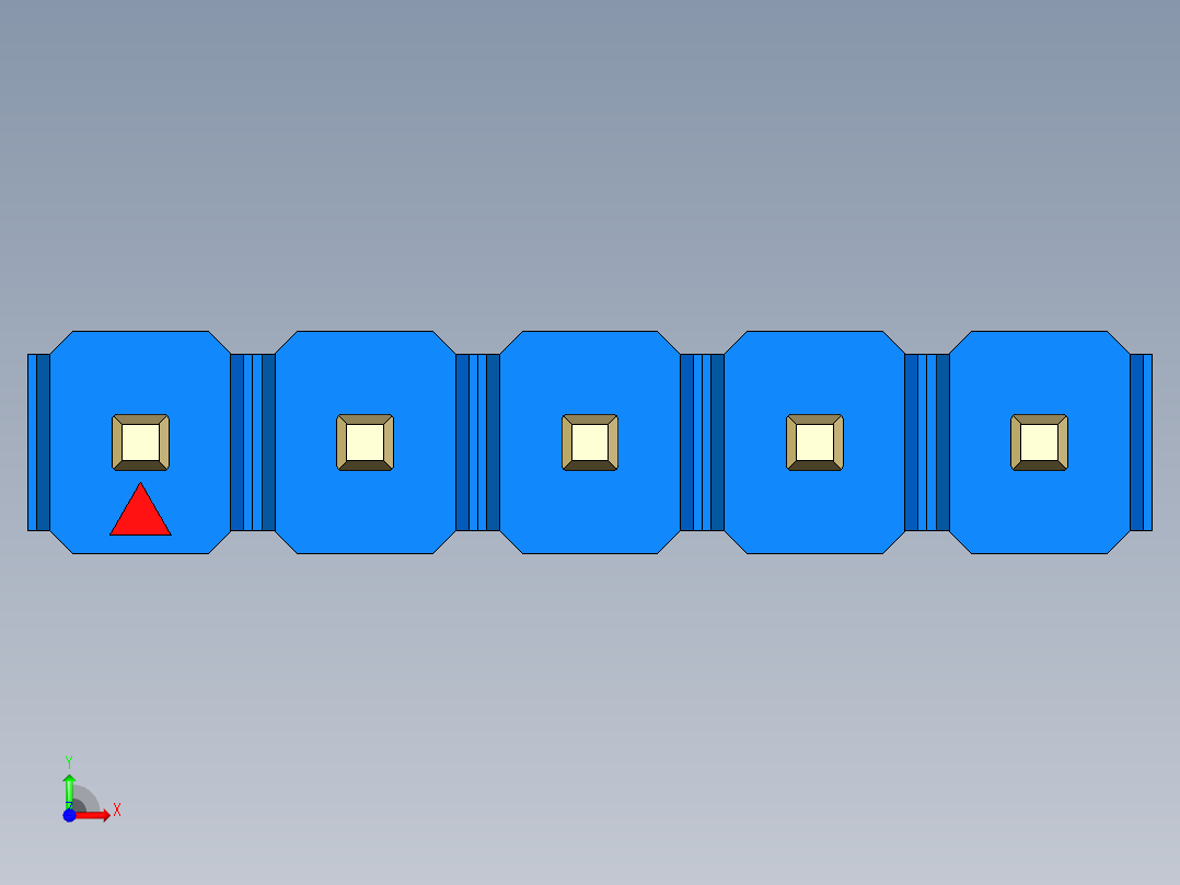 彩色公头100mil（2.54mm）系列-DS1021_blue_1x05p_100mil_Type43_rev1.0前视图