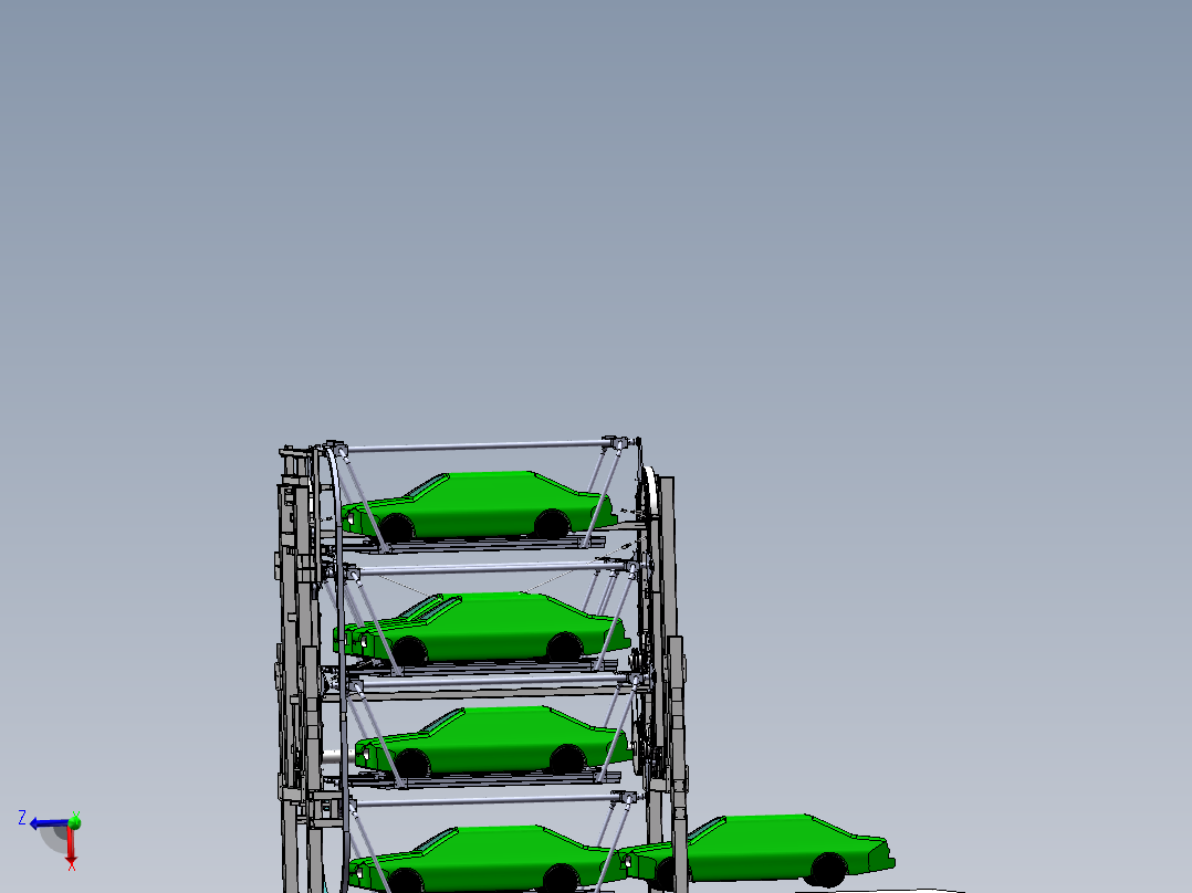 四层转盘式循环立体车库3d图