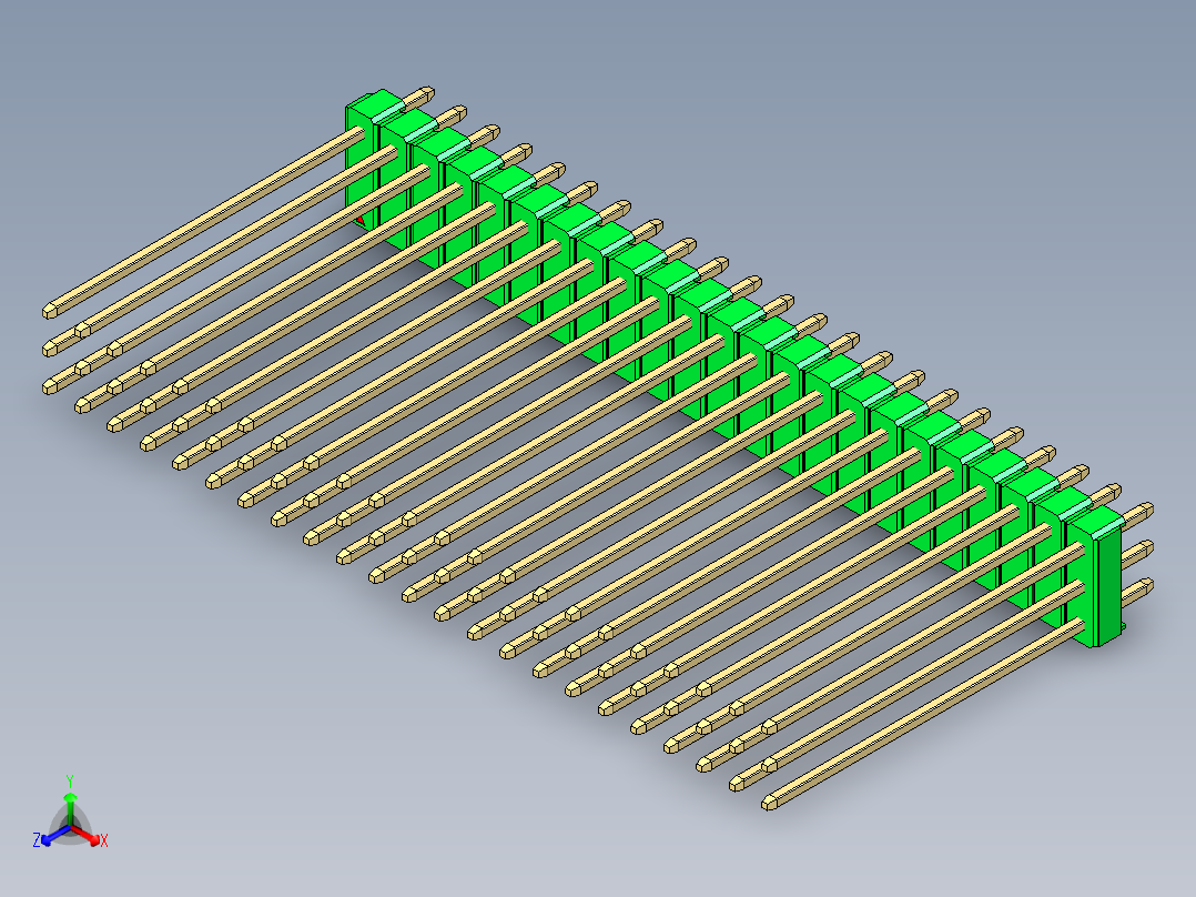 彩色公头100mil（2.54mm）系列-DS1021_green_3x23p_100mil_Type43_rev1.0主视图