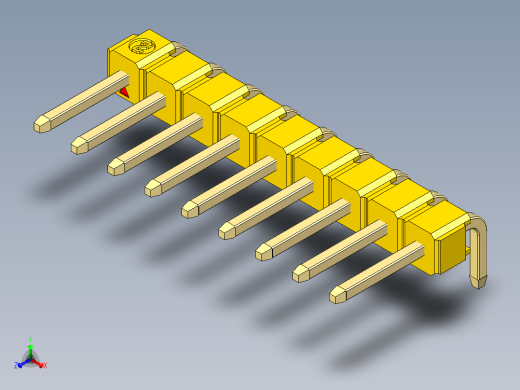 彩色公排针 100mil 2.54mm 系列-DS1022_yellow_1x09p_100mil_TypeD_rev1.0
