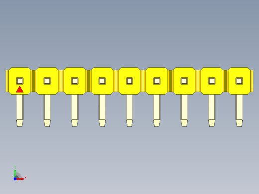 彩色公排针 100mil 2.54mm 系列-DS1022_yellow_1x09p_100mil_TypeD_rev1.0前视缩略图