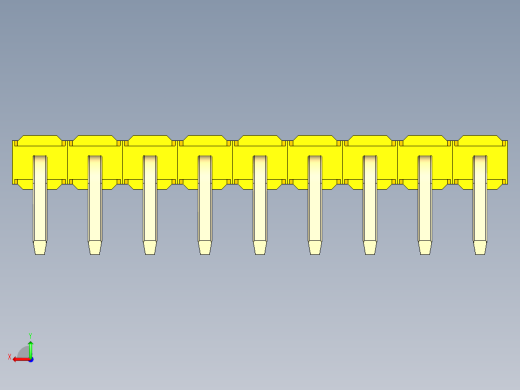 彩色公排针 100mil 2.54mm 系列-DS1022_yellow_1x09p_100mil_TypeD_rev1.0后视缩略图