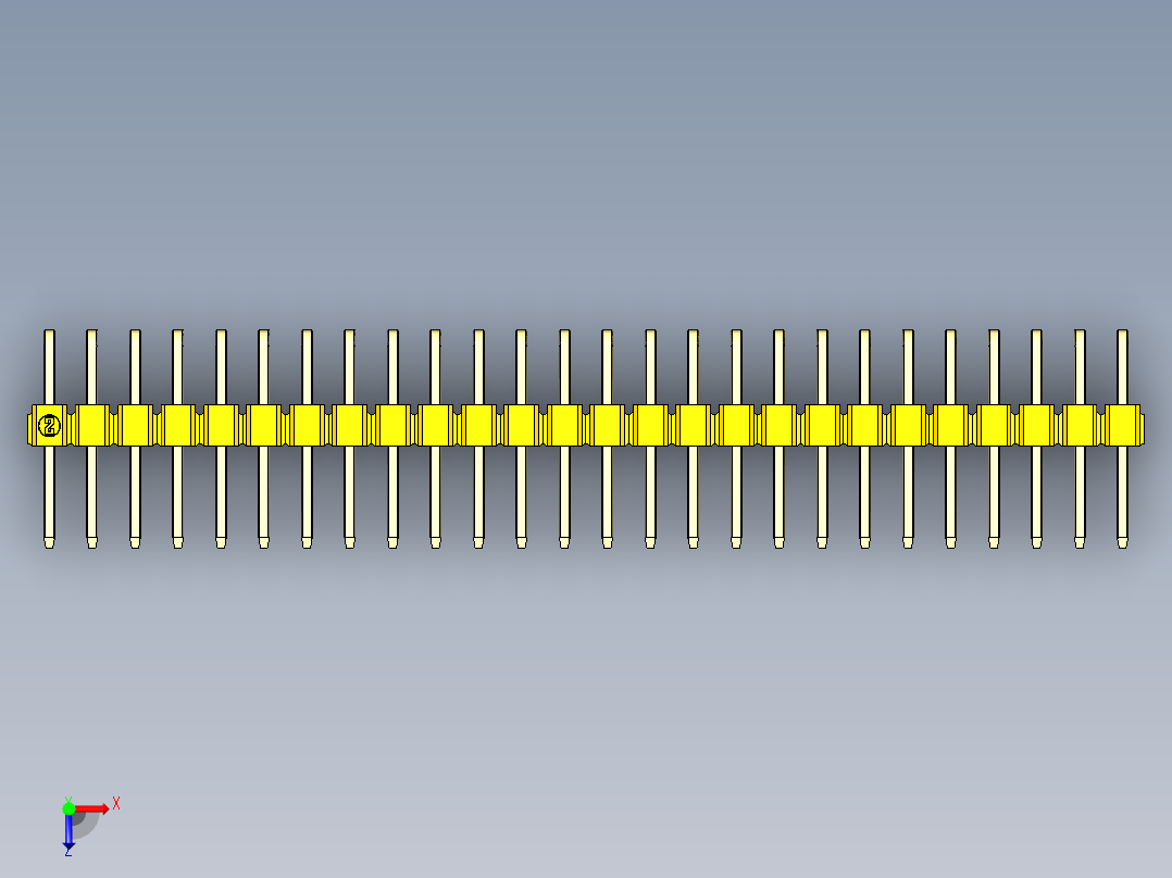 彩色公排针 100mil 2.54mm 系列-DS1022_yellow_2x26p_100mil_TypeD_rev1.0俯视图