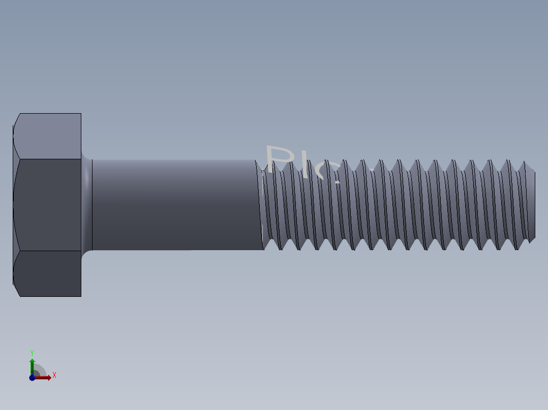 UNC 六角螺栓-Hex Bolt 0.250-20 x 1.250.SLDPRT前视图