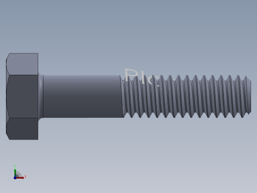 UNC 六角螺栓-Hex Bolt 0.250-20 x 1.250.SLDPRT前视缩略图