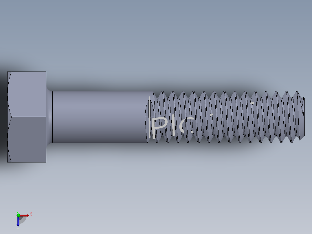 UNC 六角螺栓-Hex Bolt 0.250-20 x 1.250.SLDPRT俯视图