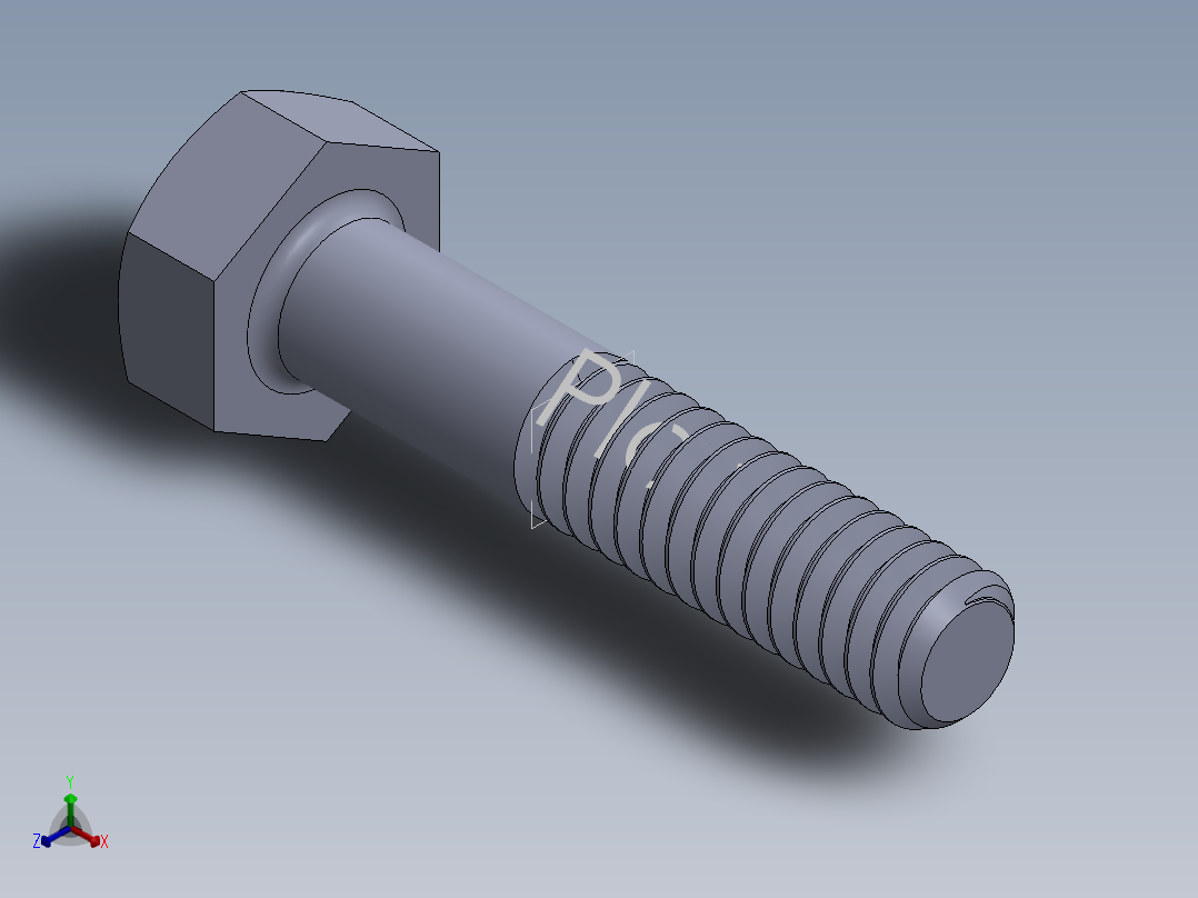 UNC 六角螺栓-Hex Bolt 0.250-20 x 1.250.SLDPRT正等轴测图