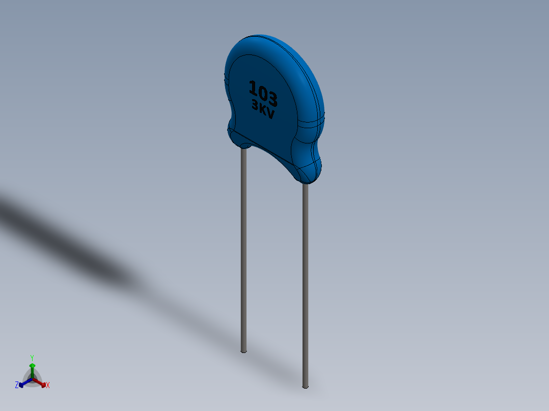 电容器 二极管 电阻器-Capacitor Ceramic 103 3KV 10000pF正等轴测图
