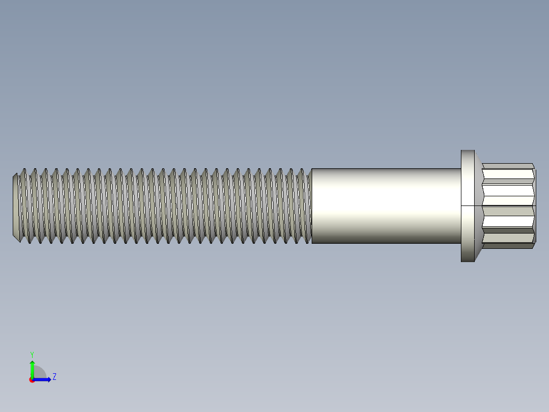 1_4in-28法兰头螺钉-1-4in-28 1.5long 12-point screws.IGS左视图