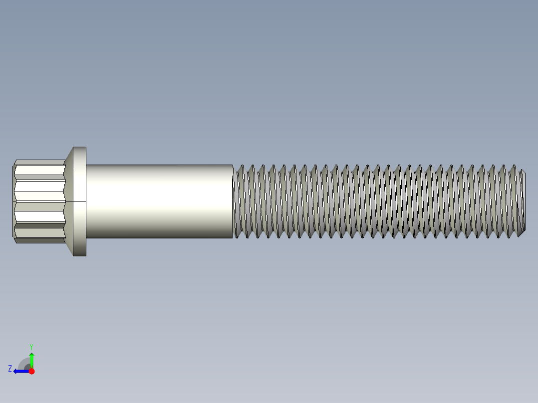 1_4in-28法兰头螺钉-1-4in-28 1.5long 12-point screws.IGS右视图
