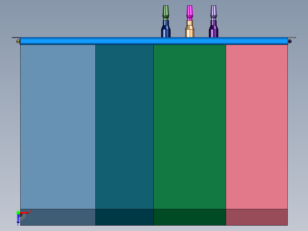 高压交流全封闭气体绝缘环网柜俯视图