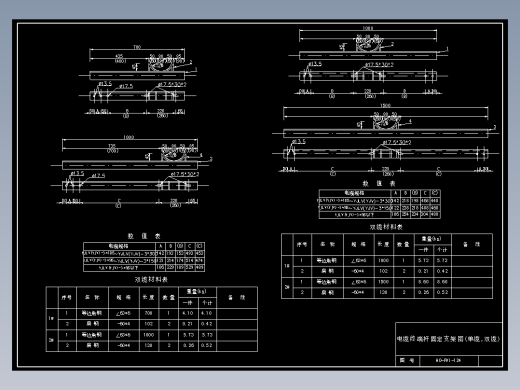 124 电缆终端杆固定支架图(单缆,双缆)