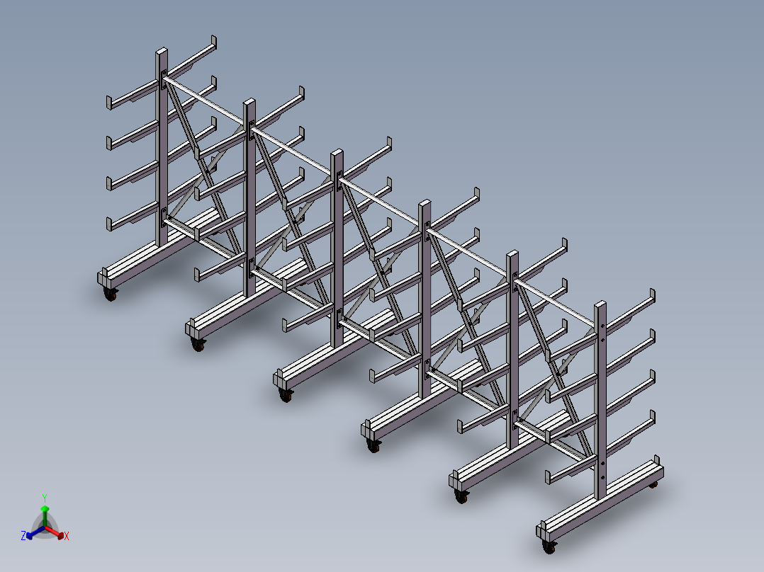 货架、商场衣服架正等轴测图