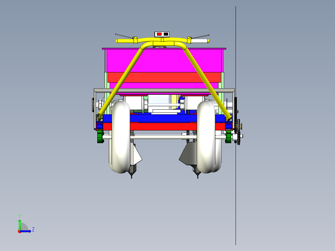 保塔播种机结构3D模型左视图