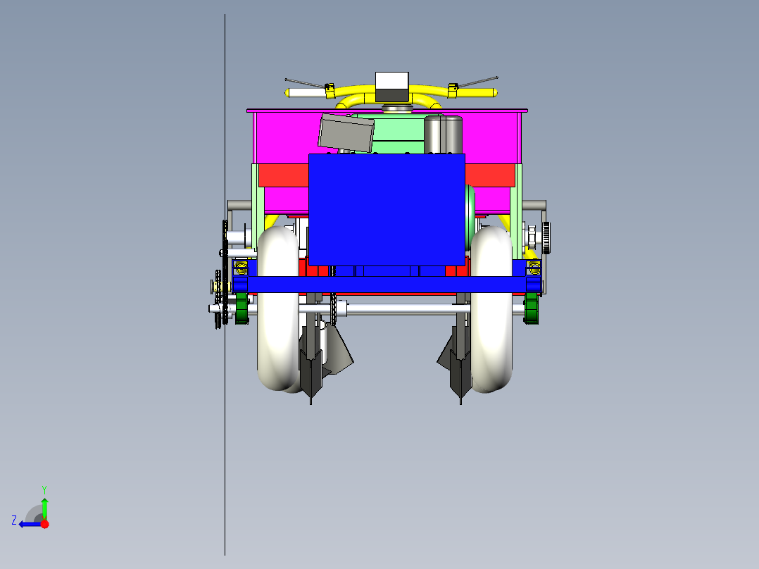 保塔播种机结构3D模型右视图
