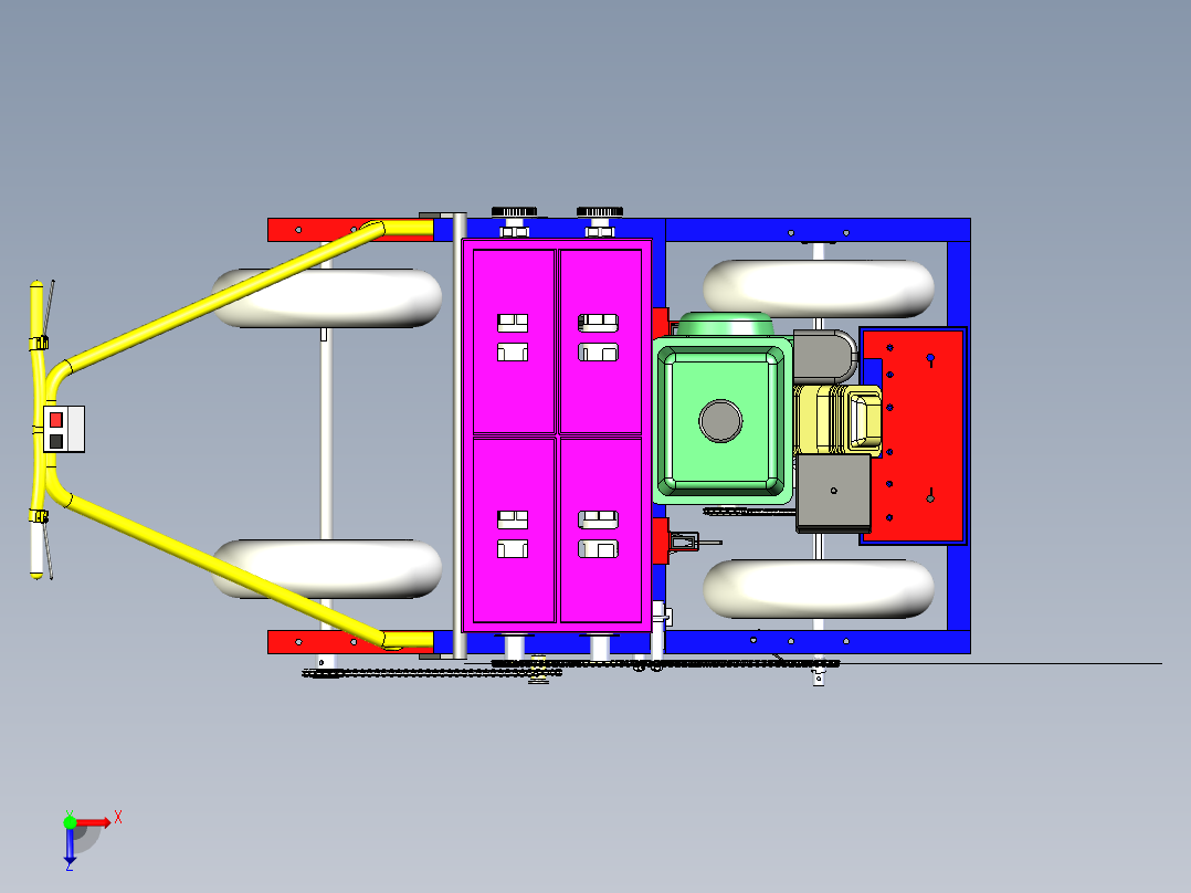 保塔播种机结构3D模型俯视图