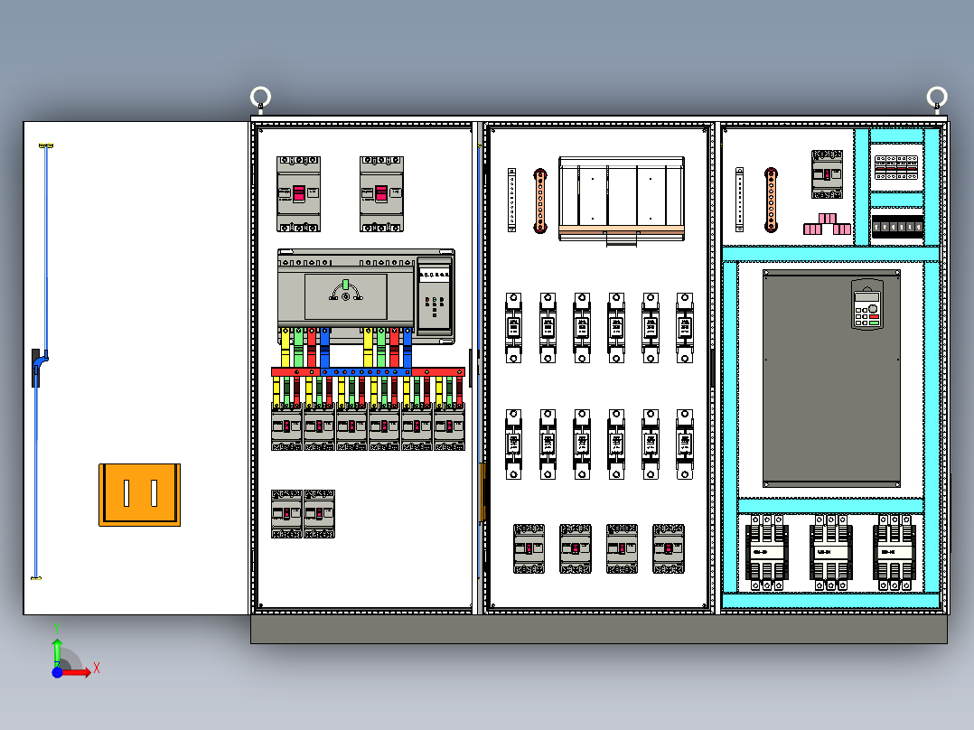 三柜组装刀开关变频器星三角控制柜前视图