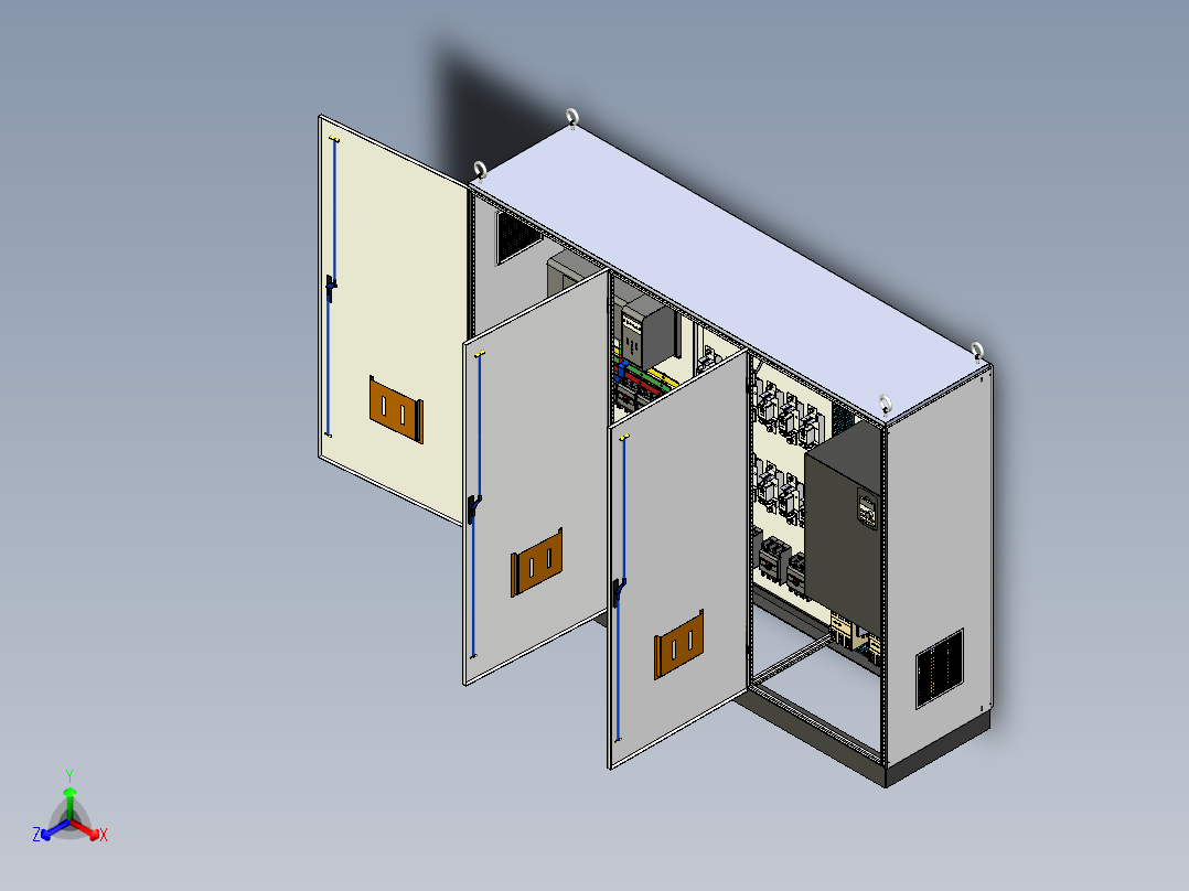 三柜组装刀开关变频器星三角控制柜正等轴测图