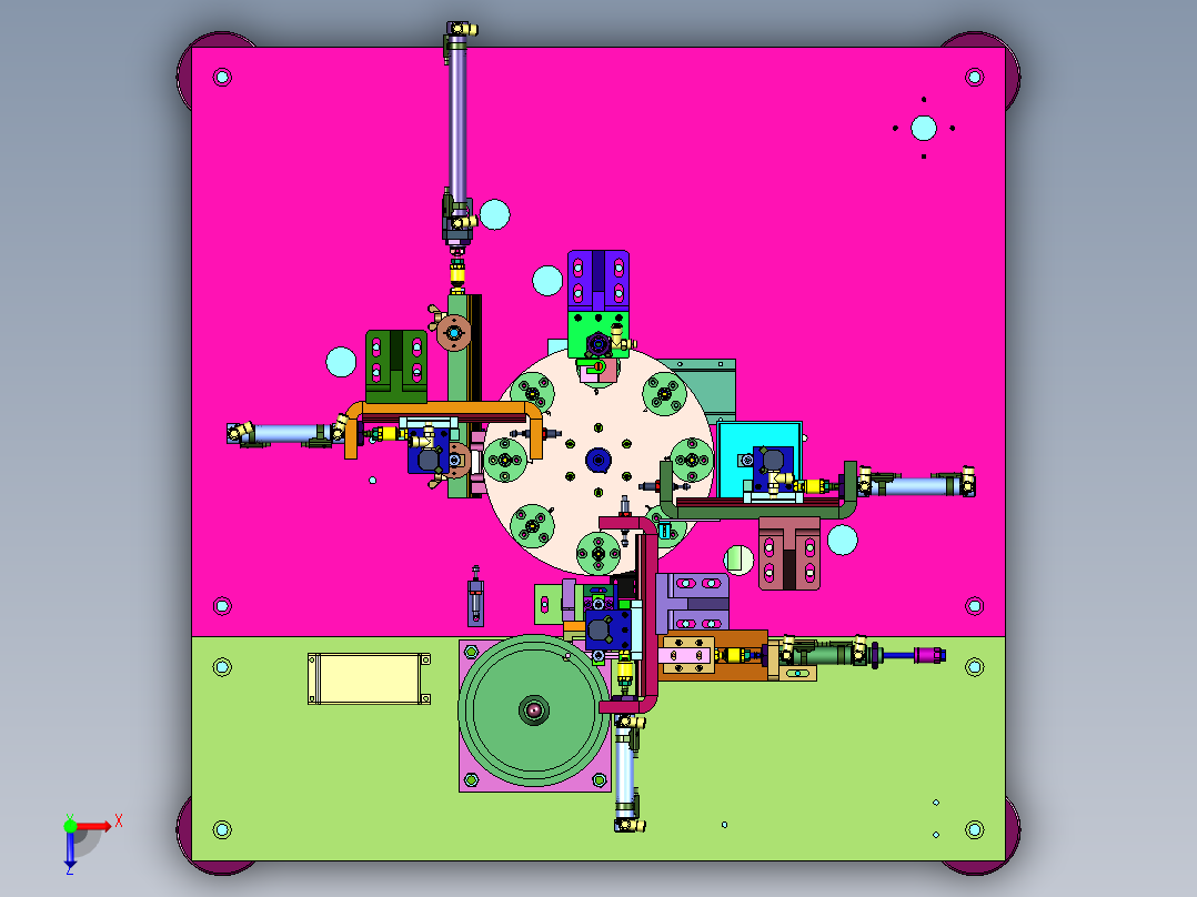 膜片的自动点焊装置俯视图