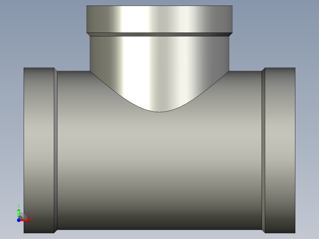 螺纹管三通-异径 DN40-DN32前视图