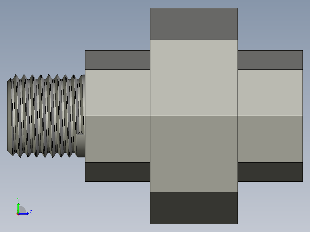 螺纹管活接-等径内外丝直通 DN8左视图