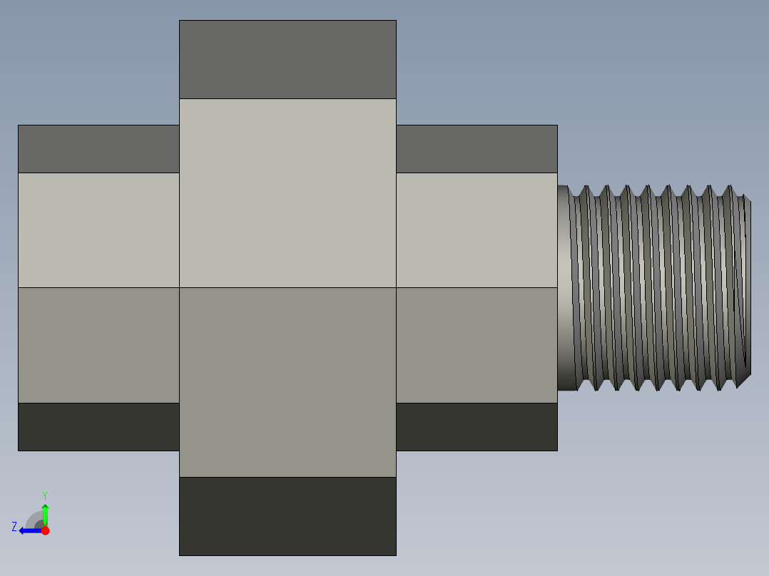 螺纹管活接-等径内外丝直通 DN8右视图
