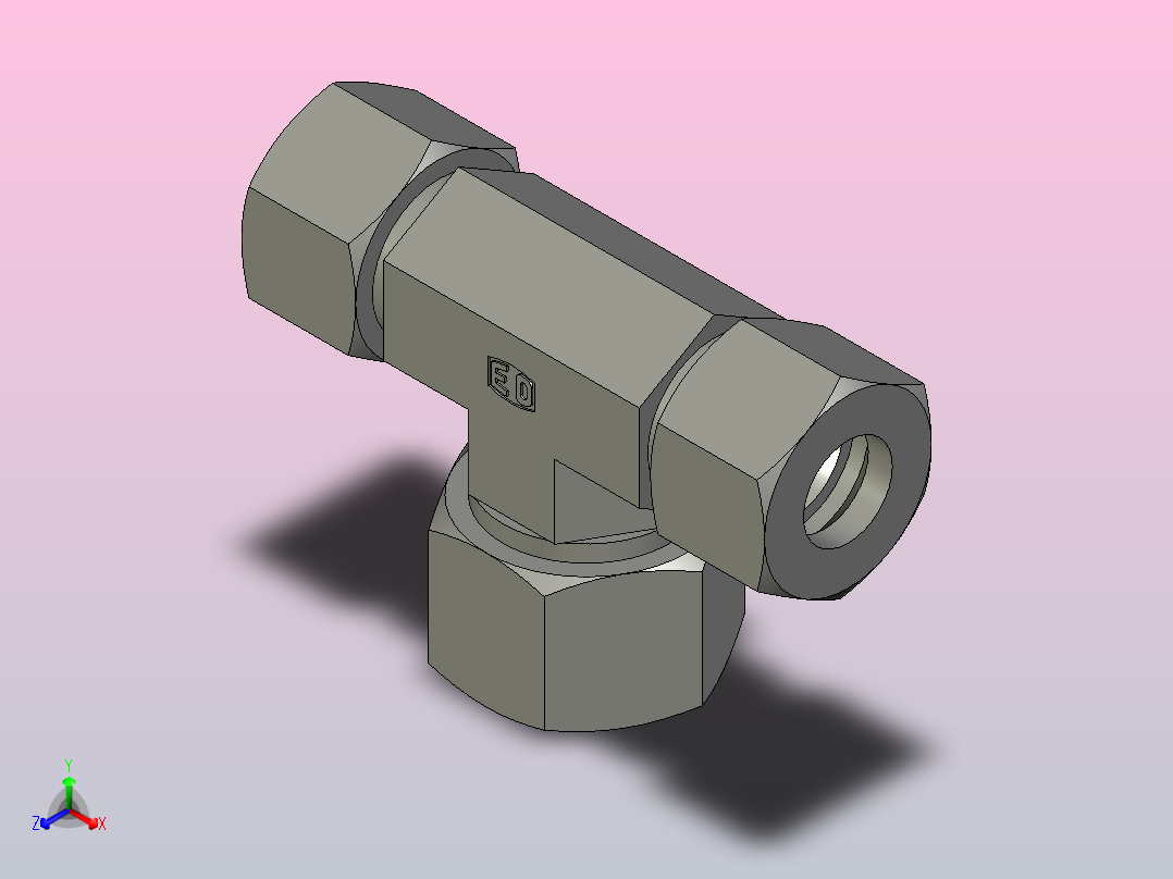 EO管接头三通异径管TR16 20 16S71.stp正等轴测图