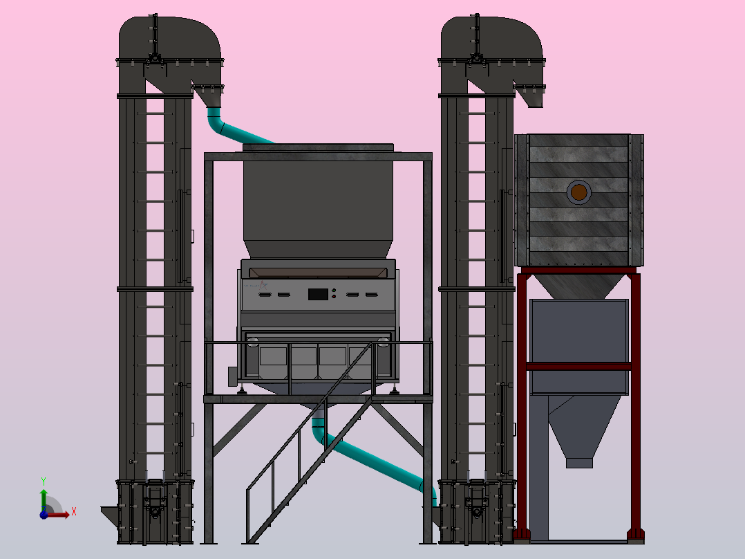 四滑道颜色分选生产线前视图