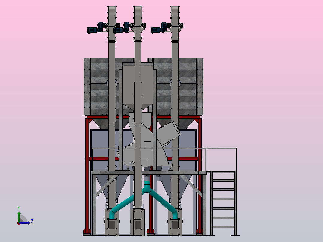 四滑道颜色分选生产线左视图