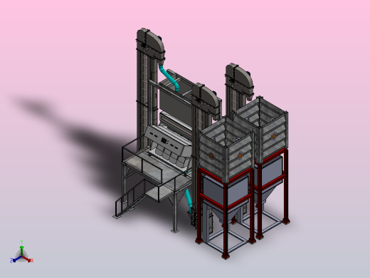 四滑道颜色分选生产线正等轴测缩略图