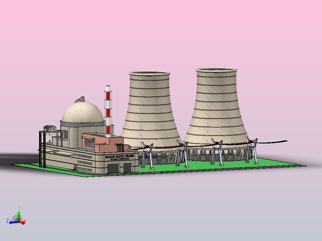 黑石河核电站主视图