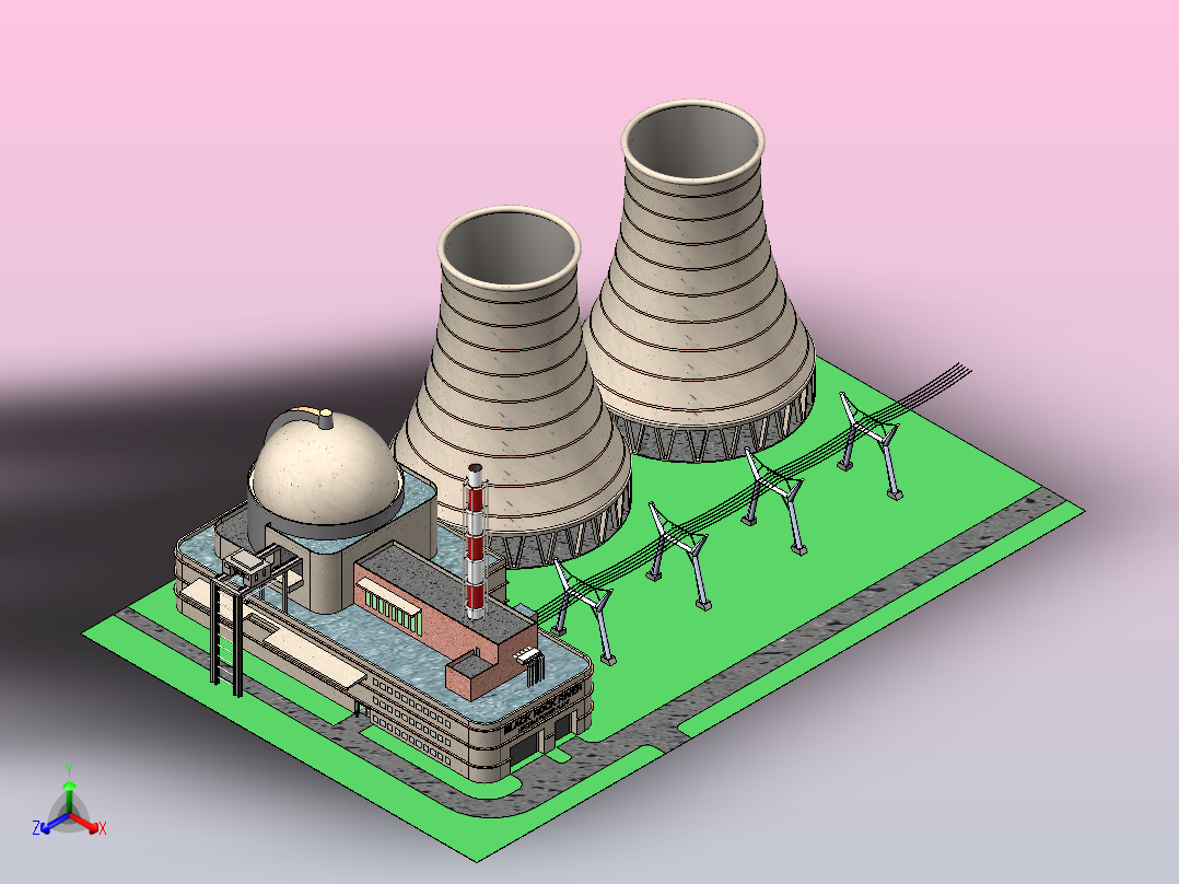 黑石河核电站正等轴测图